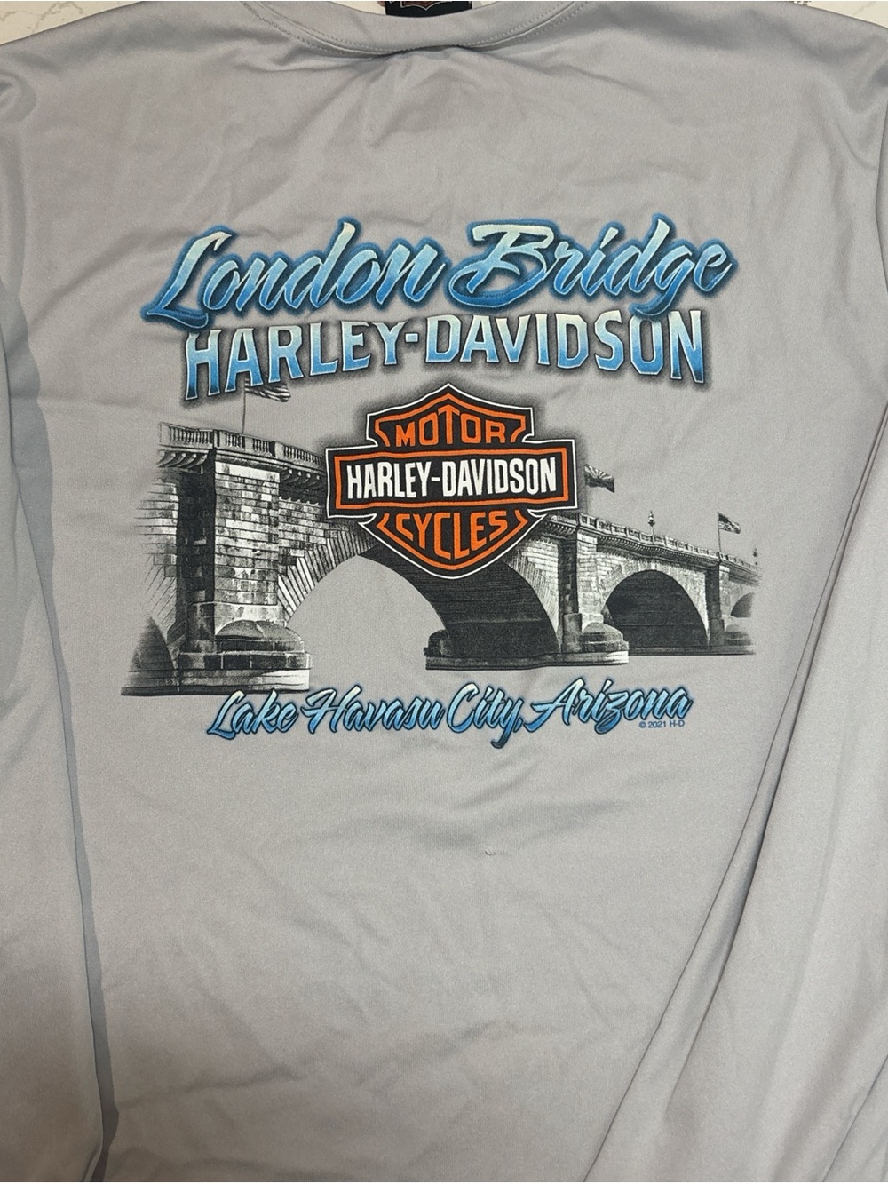 Harley-Davidson Womens Light Gray Long Sleeve Logo Tee